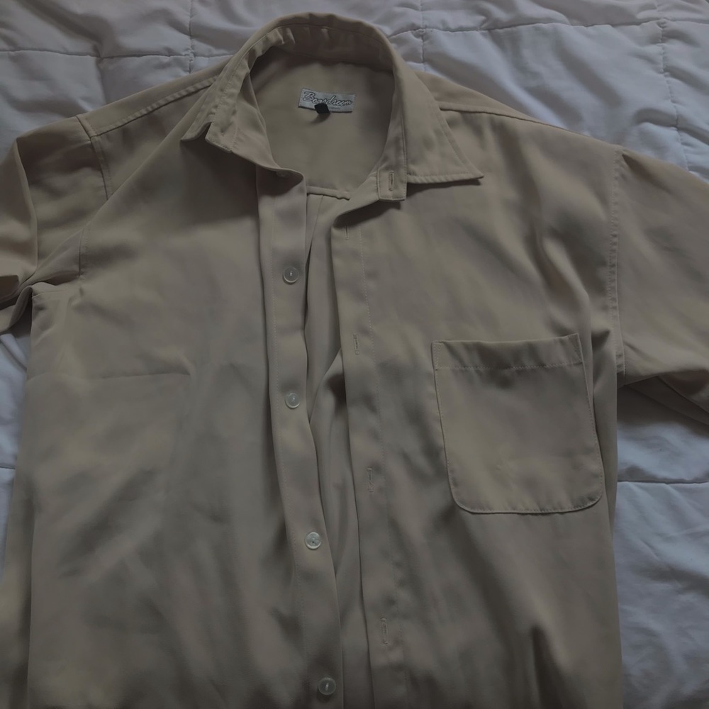 L beige button up